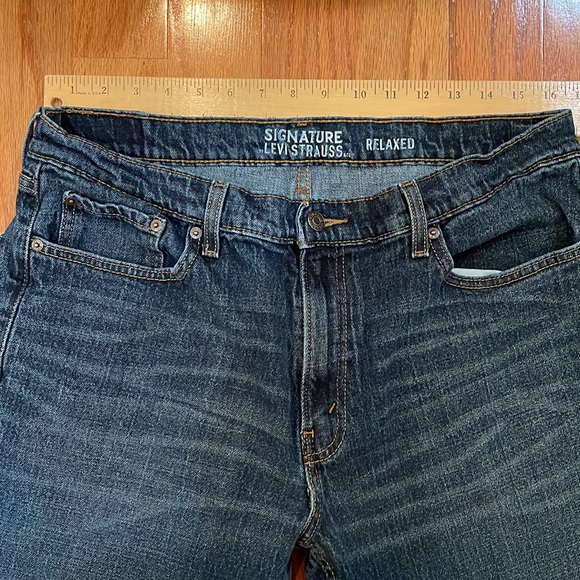 Levi Signature Strauss & Co Relaxed Fit Blue Jeans 5 Pocket W36 x L34 Dark Wash - Picture 5 of 16